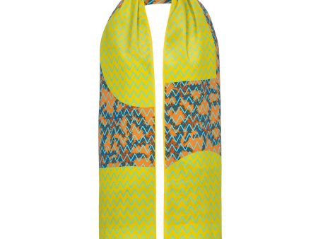 BS 039 Geometric print silk scarf in multi on Sale