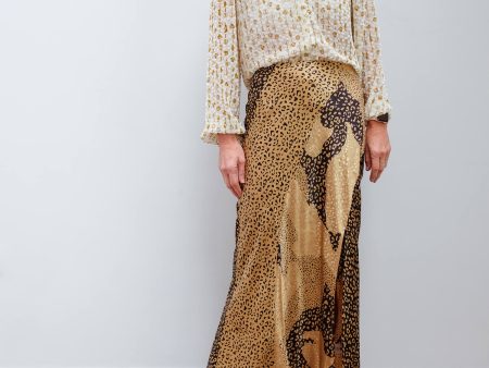 RIXO Parker skirt in gold patchwork leopard Cheap