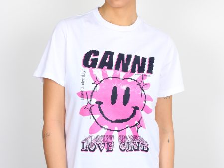 GANNI T3141 Smiley T-shirt in Bright White Sale