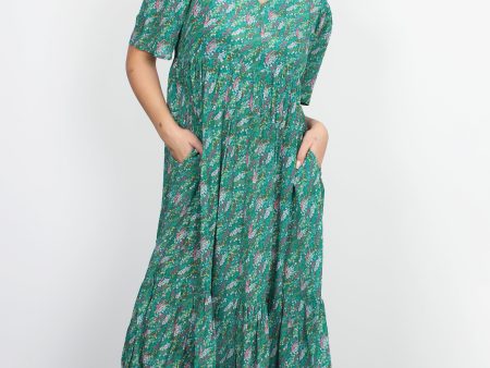 PPL Pamela Dress in Wild Flowers 03 in Green Sale