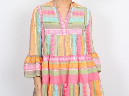 Ella 3100 pink and orange dress For Cheap