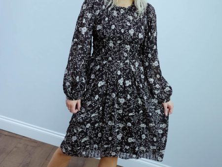 IM Eulie printed dress in black, ecru Online now