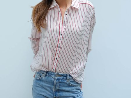 AB 150655 Boxy fit printed shirt in red pinstripe Cheap