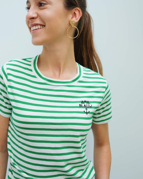 AB 153229 Tee with chain embroidery in green Supply