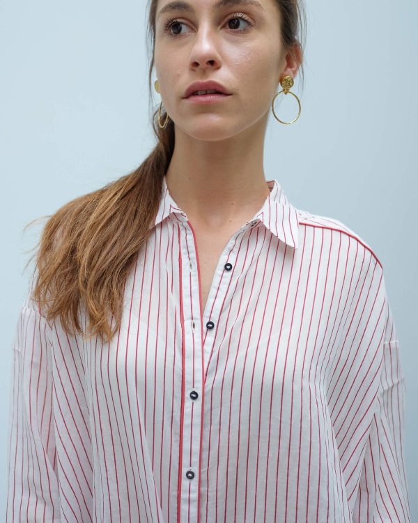 AB 150655 Boxy fit printed shirt in red pinstripe Cheap