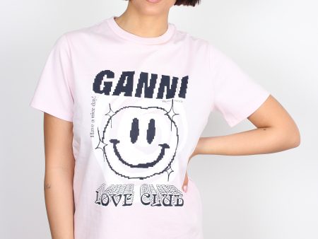 GANNI T3139 Smiley T-shirt in Light Lilac Sale