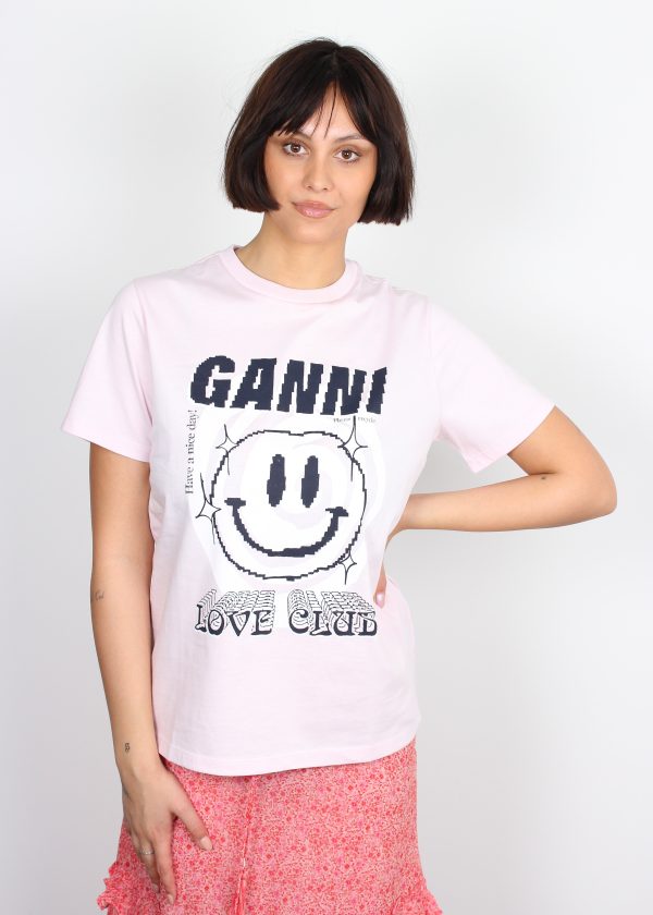 GANNI T3139 Smiley T-shirt in Light Lilac Sale