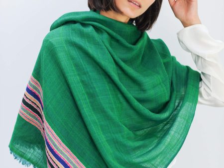 Himalaya handloom stole in green Sale