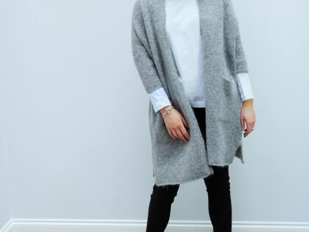 AV VAC267 Long cardi in grey chine Cheap