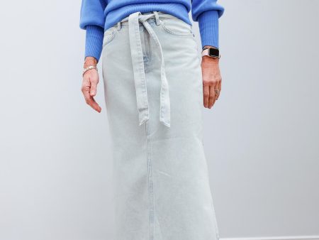 SLF Alma long denim skirt in light blue Online now