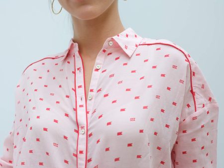 AB 150655 Boxy fit printed shirt in pink and red Fashion