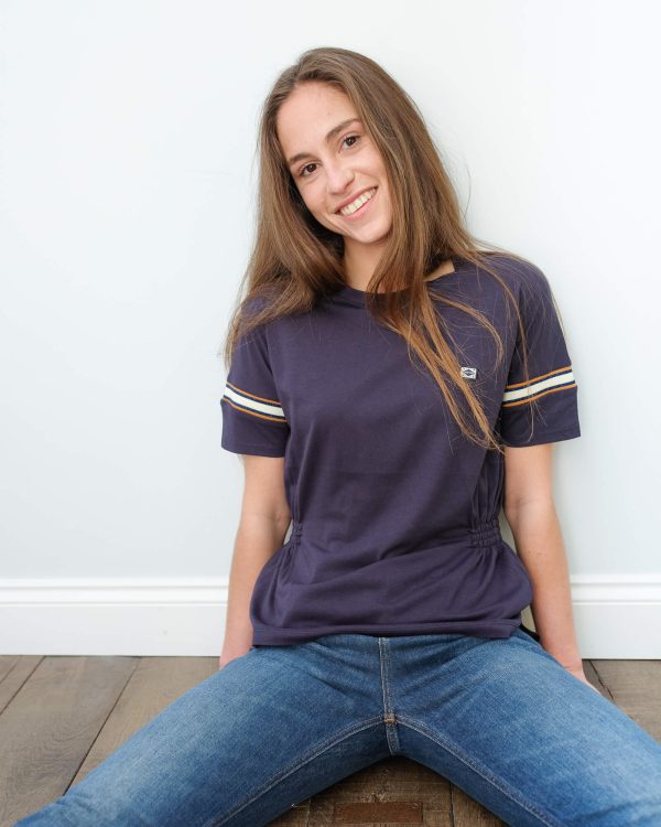 AB 151253 Soft tee with sporty rib detail in navy For Cheap