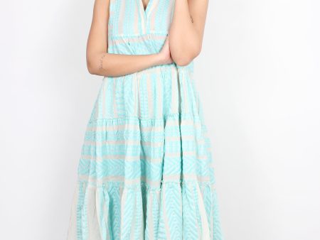 Ella Dress 1073 in Blue and Off White Online now