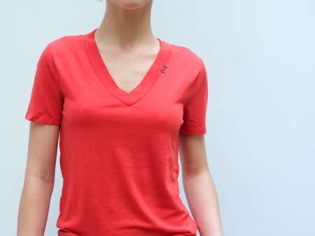 AB 150706 Deep V neck tee in red For Sale