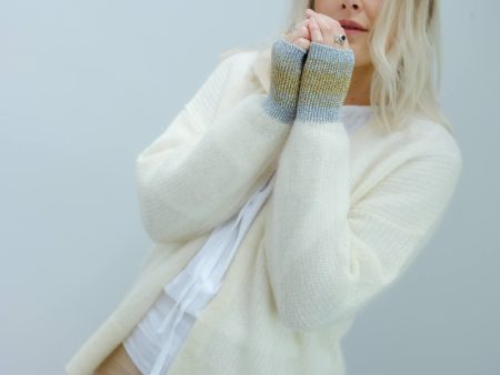 EA Valleroy lurex cardi in off white on Sale