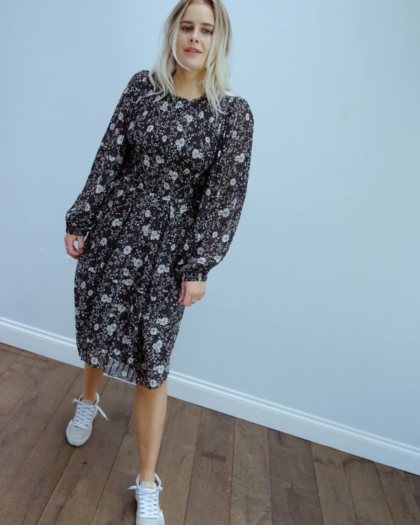 IM Eulie printed dress in black, ecru Online now