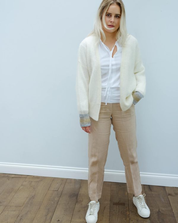 EA Valleroy lurex cardi in off white on Sale