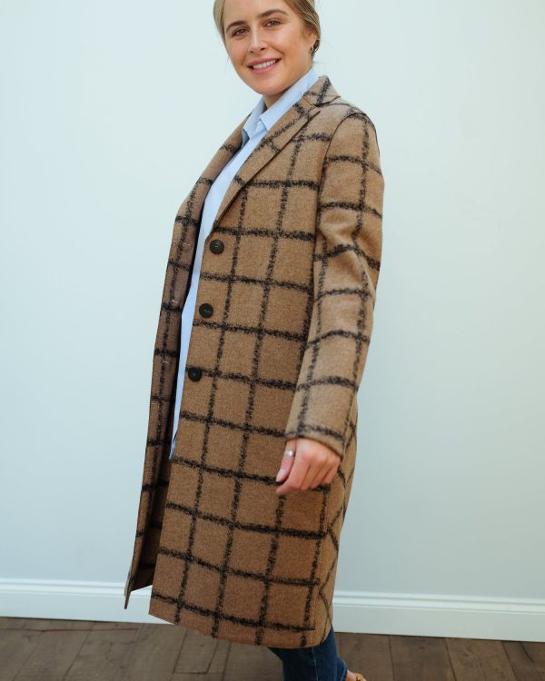 HW Overcoat in windowpane camel Online Sale