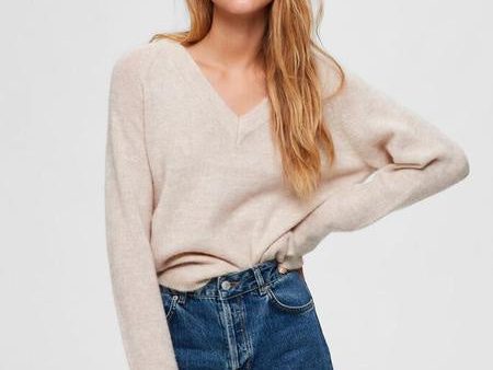 SLF Lulu V-neck Jumper in Birch on Sale