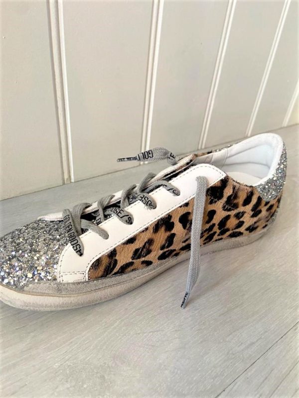 GG Superstar 102 in Leopard with Glitter Star and Heel For Discount