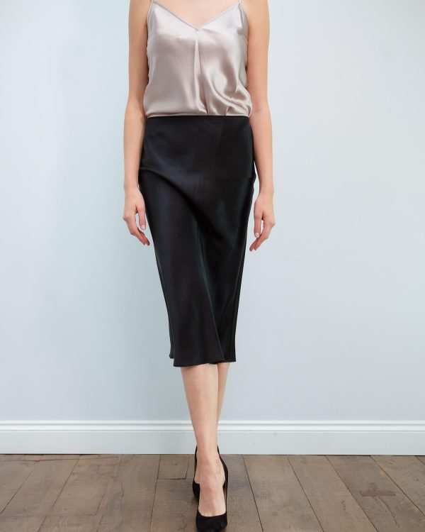 JOSEPH Isaak silk satin skirt in black Online Sale