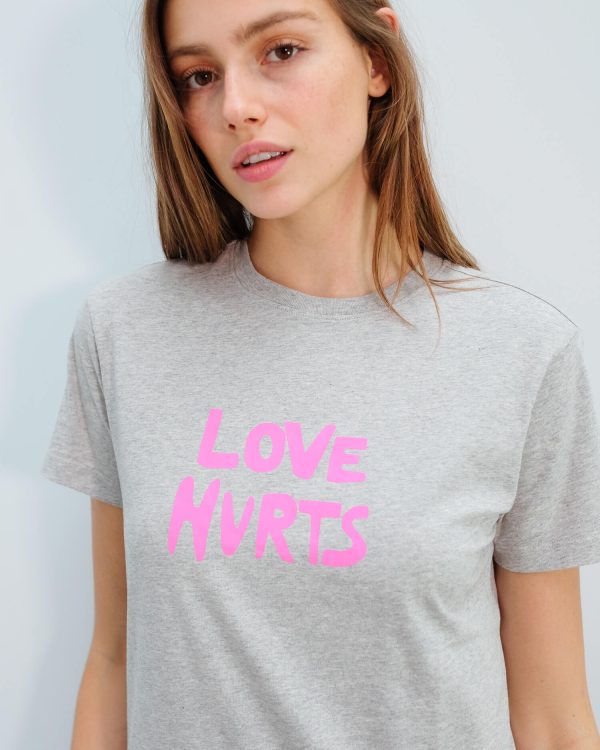 BF Love hurts tee in grey For Cheap