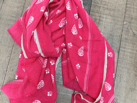 MOISMONT Stamp Print Scarf in Hot Pink For Cheap