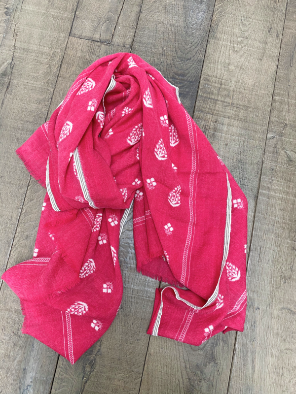 MOISMONT Stamp Print Scarf in Hot Pink For Cheap