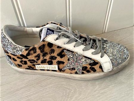 GG Superstar 102 in Leopard with Glitter Star and Heel For Discount