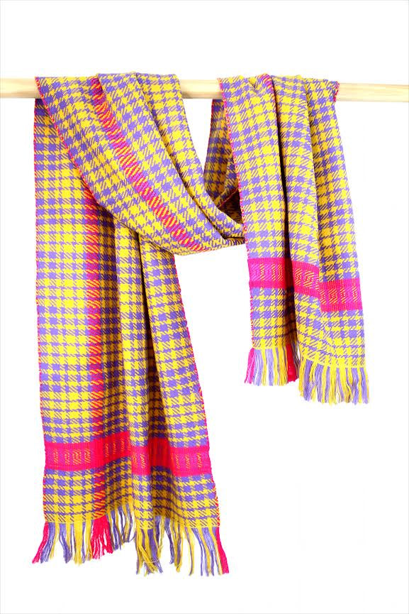 ANNA 603 Himalaya Check Print Scarf in Yellow Multi Online now