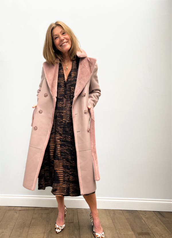 R&P Pita reversible long coat in misty rose Discount