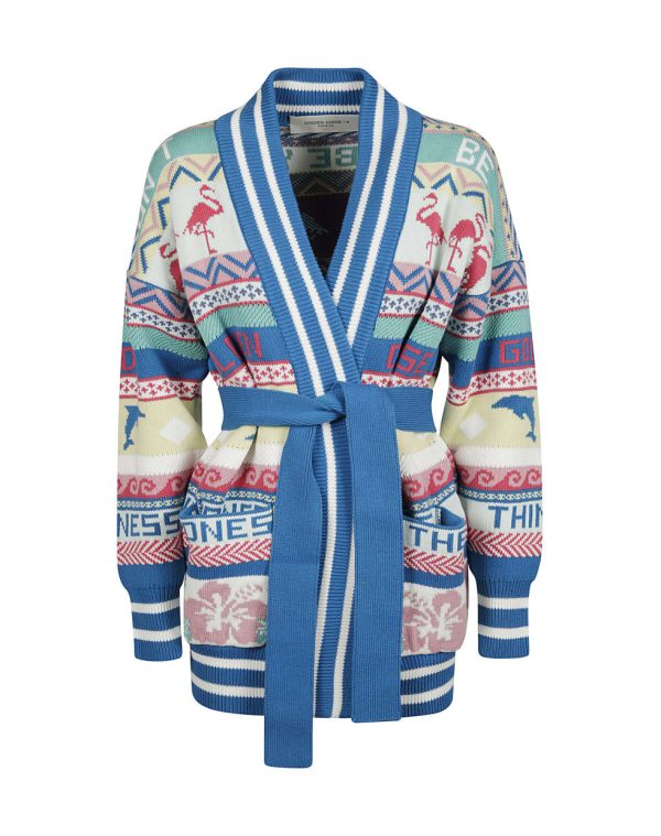 Golden Goose Fair Isle belted cardigan For Discount