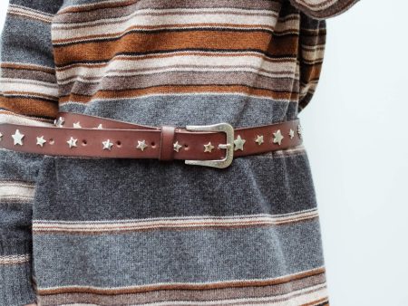 SW Star leather belt in dark brown For Sale