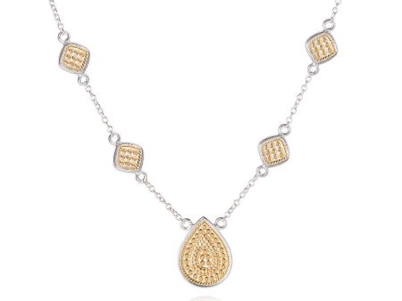 AB 4176N gold and silver tear drop and squares necklace Online now