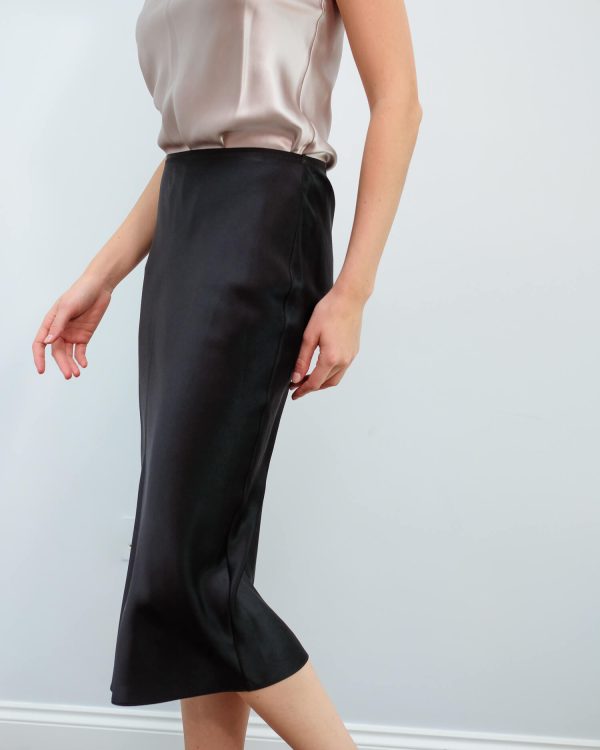 JOSEPH Isaak silk satin skirt in black Online Sale