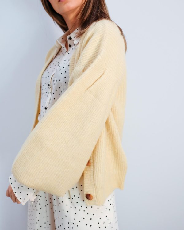 BUP Celine knit cardi in straw yellow on Sale