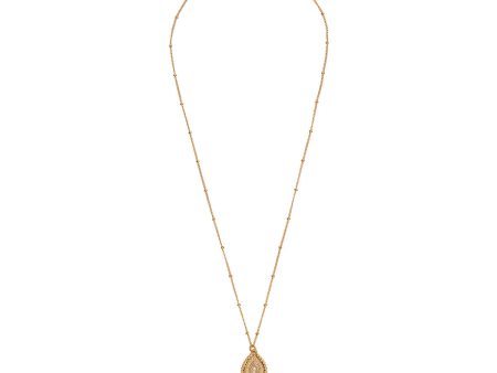 AB 10089 Mosaic scallop teardrop necklace in gold Cheap