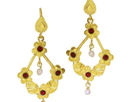 OTTOMAN BLS earrings with red agate and white stones For Discount