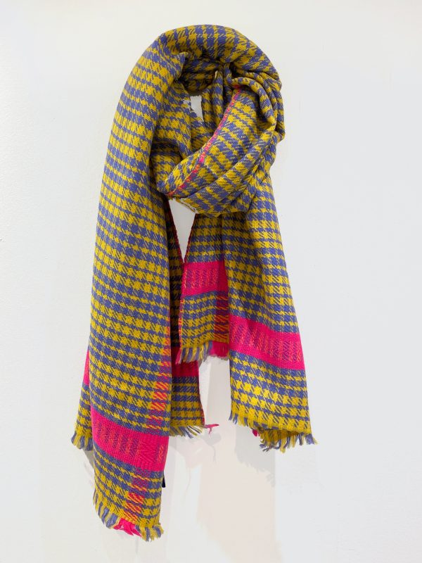 ANNA 603 Himalaya Check Print Scarf in Yellow Multi Online now