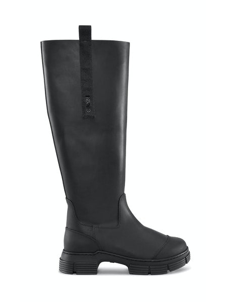 GANNI S1527 Recycled Rubber Country Boots in Black For Cheap