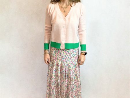 JU Contrast Cardi in Blossom, Green Sale