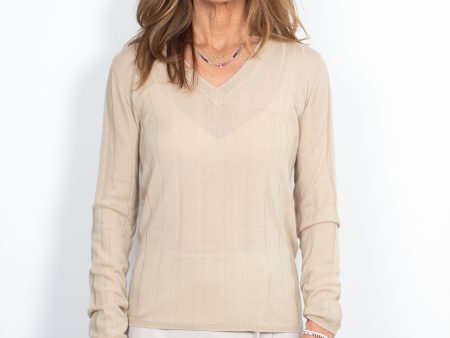 Joseph V-neck fine merino-wool chai chine jumper Online Sale