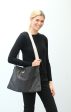 SLP Zaza bag in black with ostrich motif, silver strap For Discount