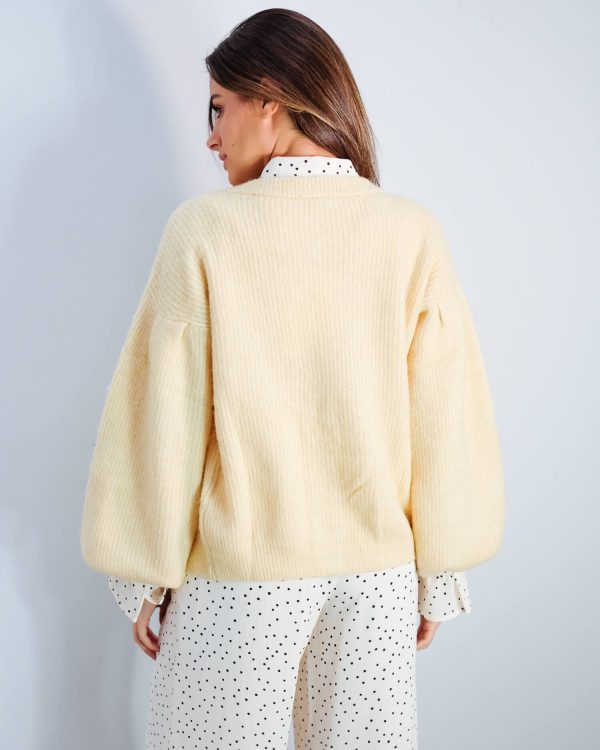 BUP Celine knit cardi in straw yellow on Sale