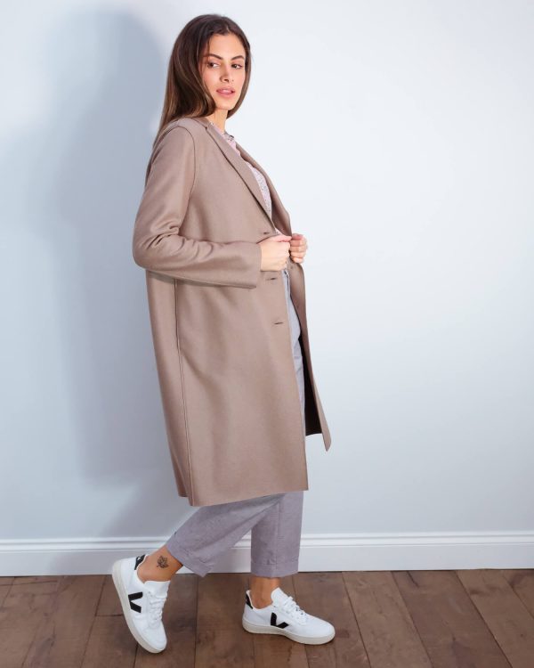 HWL Pressed wool overcoat in taupe For Cheap