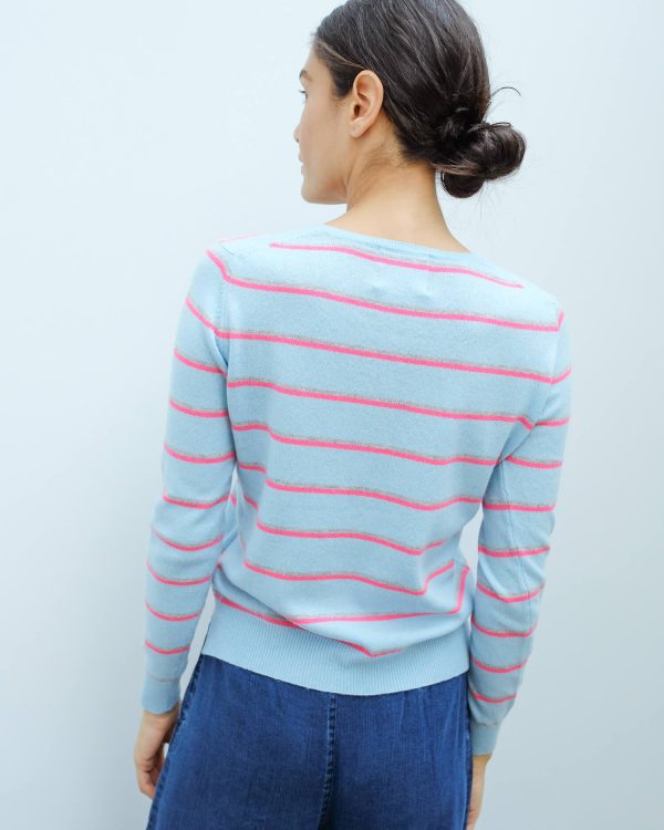 JU Boyfriend stripe Vee in powder blue Fashion