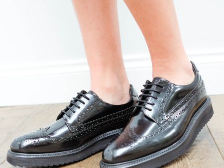 Grenson Gwynith gloss brogues in black For Sale