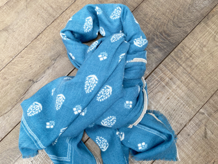 MOISMONT Stamp Print Scarf in Dutch Blue Fashion