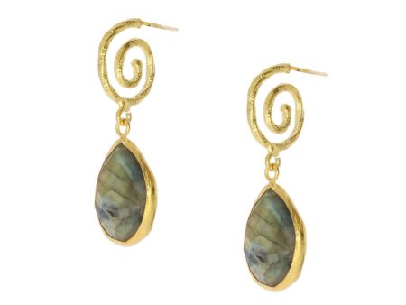 OTTOMAN SI08 Spiral with labradorite drop earrings For Discount