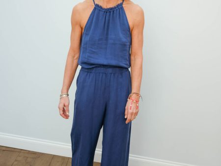 BD 6416 Fray neck jumpsuit in navy Online Hot Sale